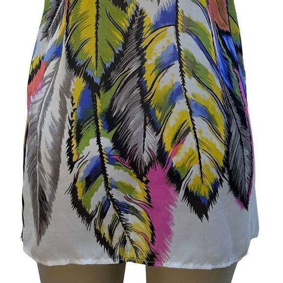 Ali & Kris Tunic Tank Top Women's Large Multicolor Feather Print Sheer Racerback - Picture 6 of 13